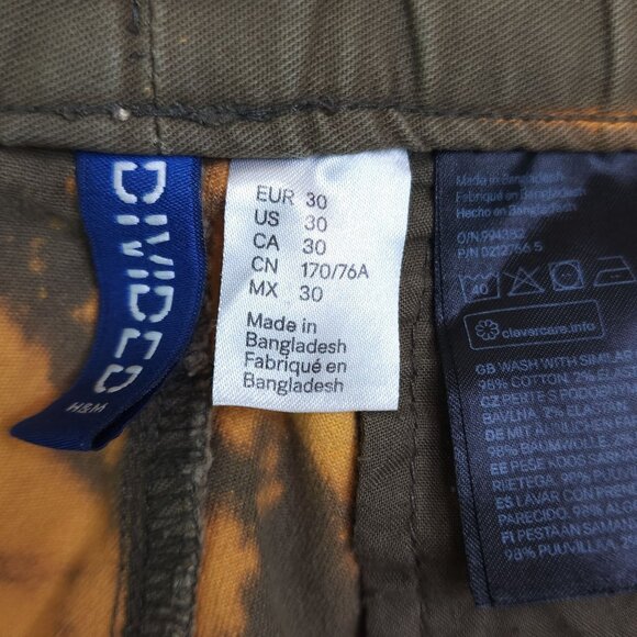 H&M Divided Mens Jogger Pants Size 30 Brown & Orange Tie-Dye Cotton Blend - Picture 7 of 8